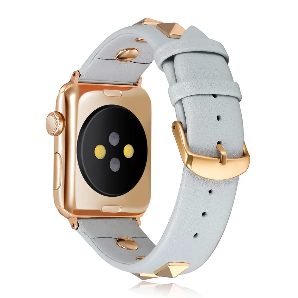 Дизайн, роскошные заклепки Стиль ремешок для наручных часов Apple Watch, версии 5 4 3 2 1 браслет Для мужчин/Для женщин кожаный ремешок 40 мм 44 мм, 38, 42 мм, версия