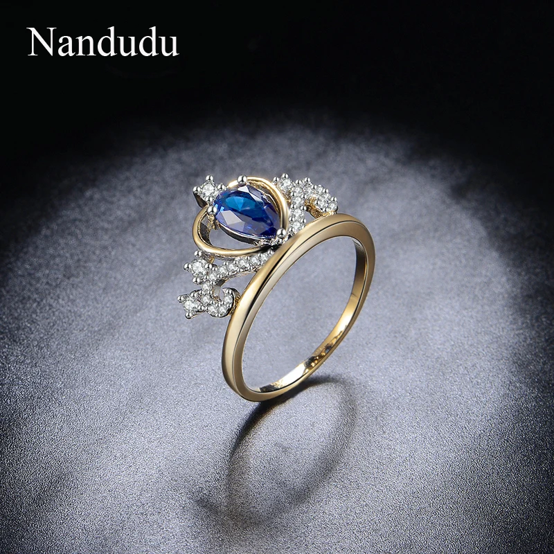 Nandudu флэш продажи Синий Циркон Корона кольцо из розового золота Цвет Новое
