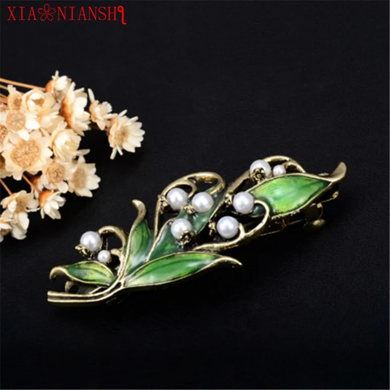 Заколка для волос женская из античного бронзового золотого сплава с эмалью в