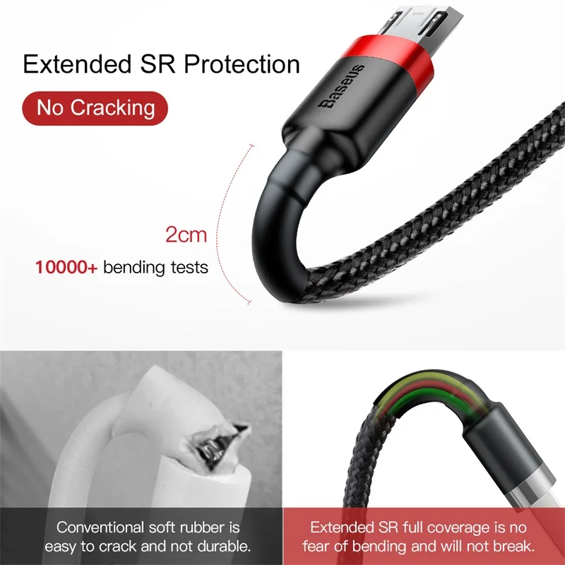 Baseus 2.4A микро USB кабель Быстрая зарядка для передачи данных Android мобильный телефон