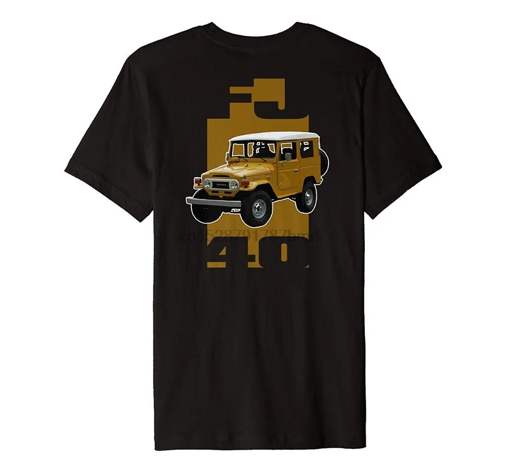 Мужская хлопковая футболка с коротким рукавом и принтом желтая Fj40 Landcruiser Land Cruiser