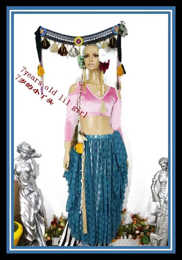 

velvet Fat Chance Tribal Choli belly dance Drop long sleeve top FA23-1-23