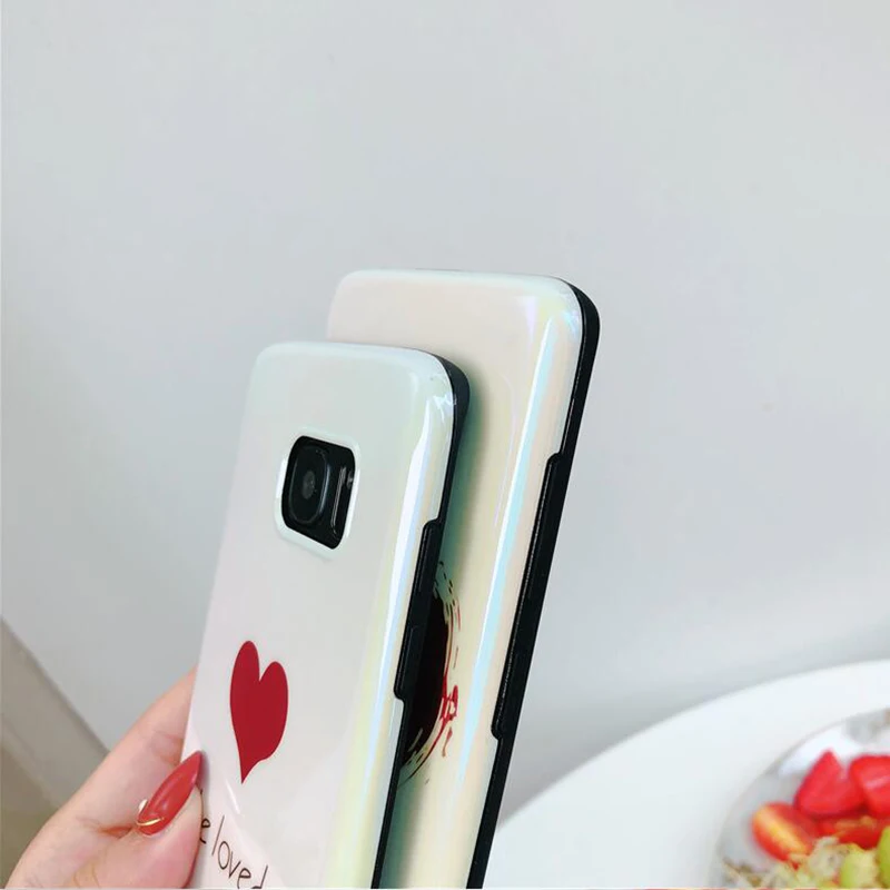 YHBBCASES Fashion Cute Red Love Phone Cases For Samsung Galaxy S10Plus S8 S9 Plus Note 8 9 Blu-ray Cartoon Heart Soft | Мобильные