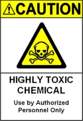 200pcs 15x20cm CAUTION HIGHLY TOXIC CHEMICAL worker safety reminder PVC sticker, durable waterproof, Item No. CA16