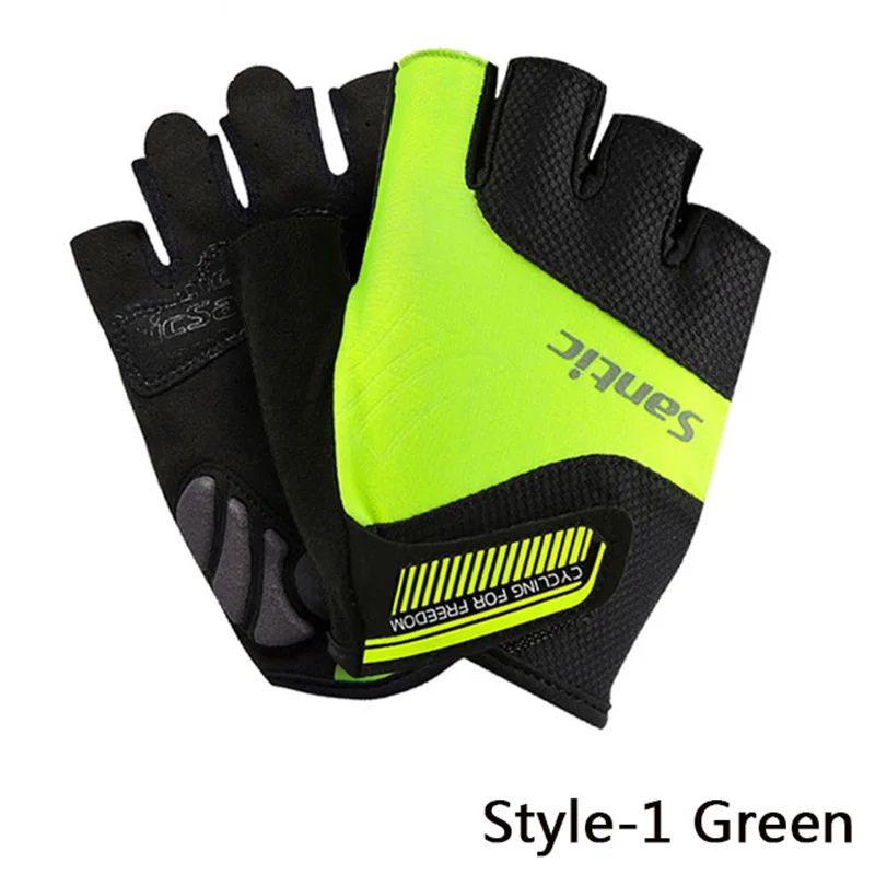 Green-Style 1 SANTIC мужские и женские профессиональные перчатки для велоспорта, перчатки для шоссейного велосипеда, дышащие противоскользящие перчатки для горного велосипеда, противоударные - Цвет: Green-Style 1