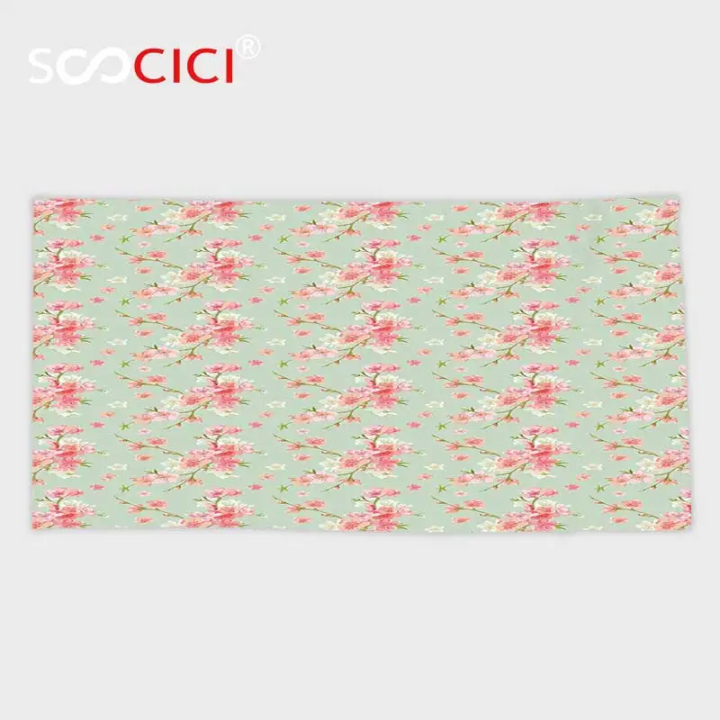 Custom Microfiber Ultra Soft Bath/hand Towel,Shabby Chic Decor Retro Spring Blossom Flowers with French Garden Florets Garland
