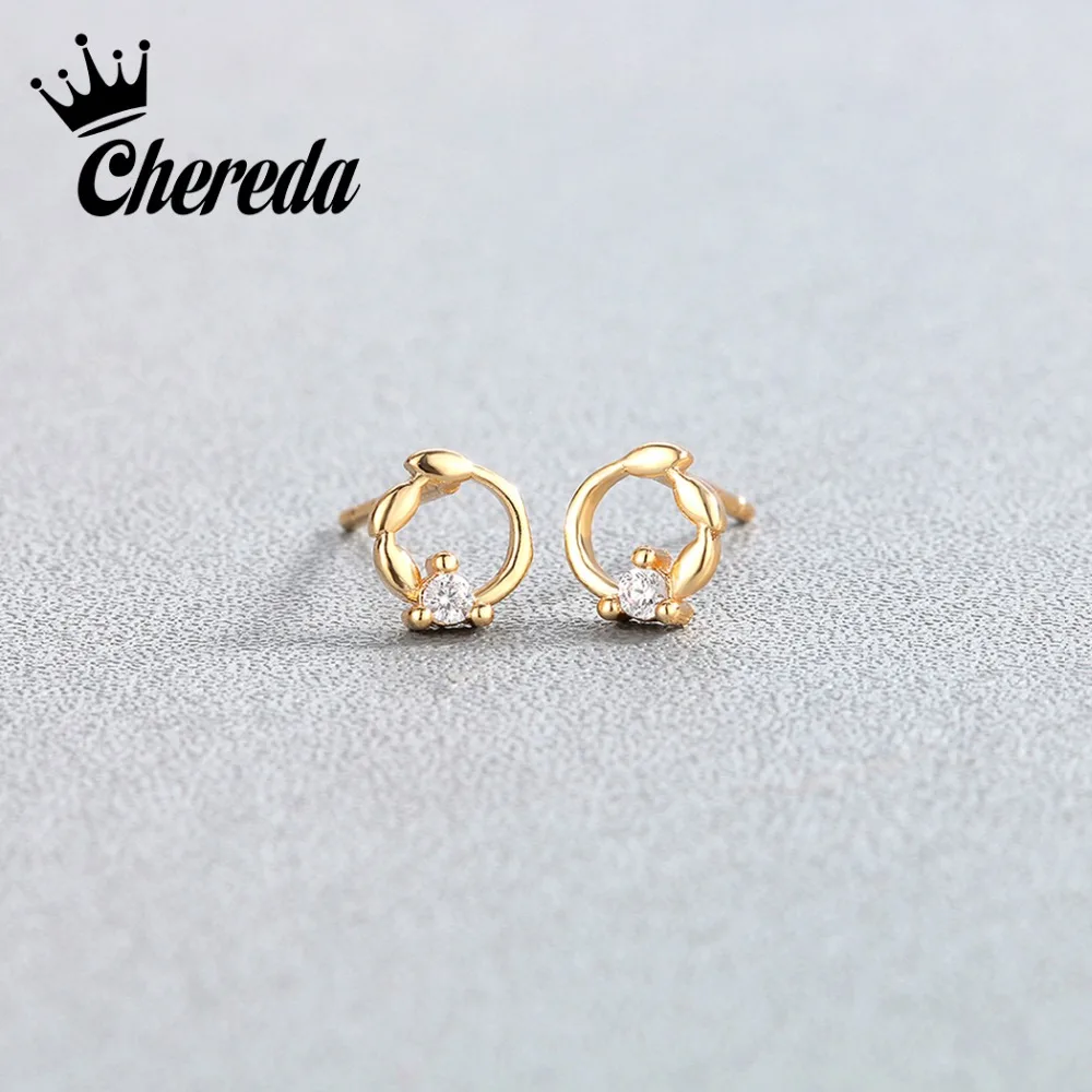 

Chereda Trendy Minimalist Earrings Gold Cute Round Stud Earrings for Women Small Crystal Jewelry