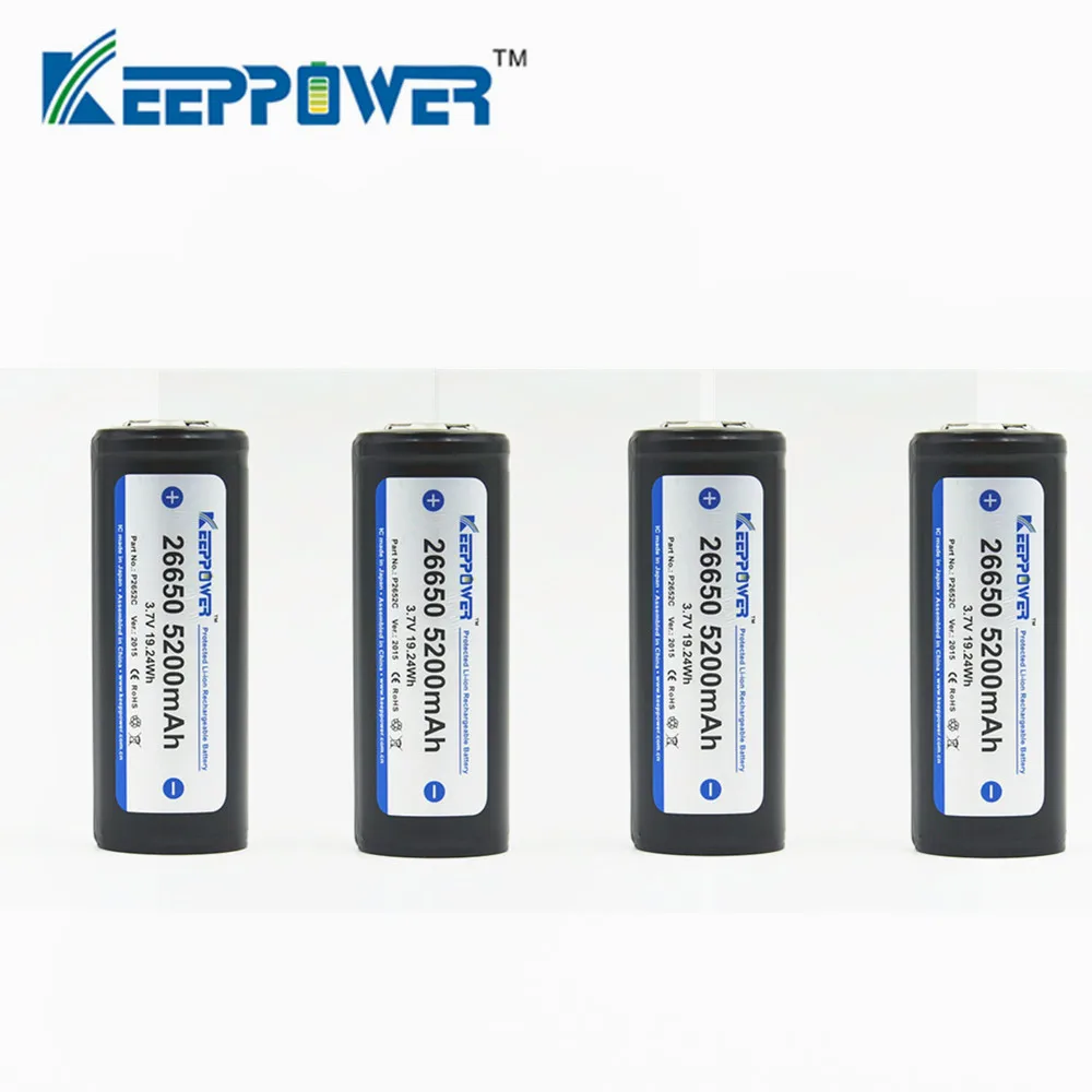 40 шт. KeepPower 26650 5200 мАч литий ионная защищенная аккумуляторная батарея 3 7 в P2652C
