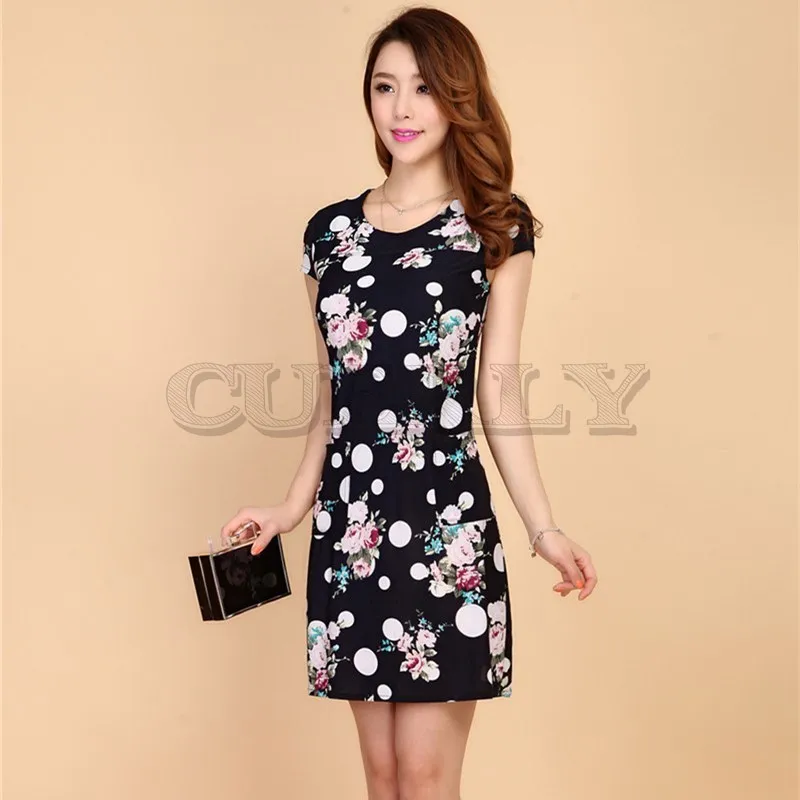 Cuerly L-5XL 2019 женские платья размера плюс тонкая туника молочный шелк с цветочным
