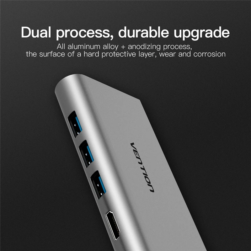 Vention USB C адаптер Тип до HDMI SD карты памяти RJ45 с Мощность PD для Macbook samsung S8/S8 +