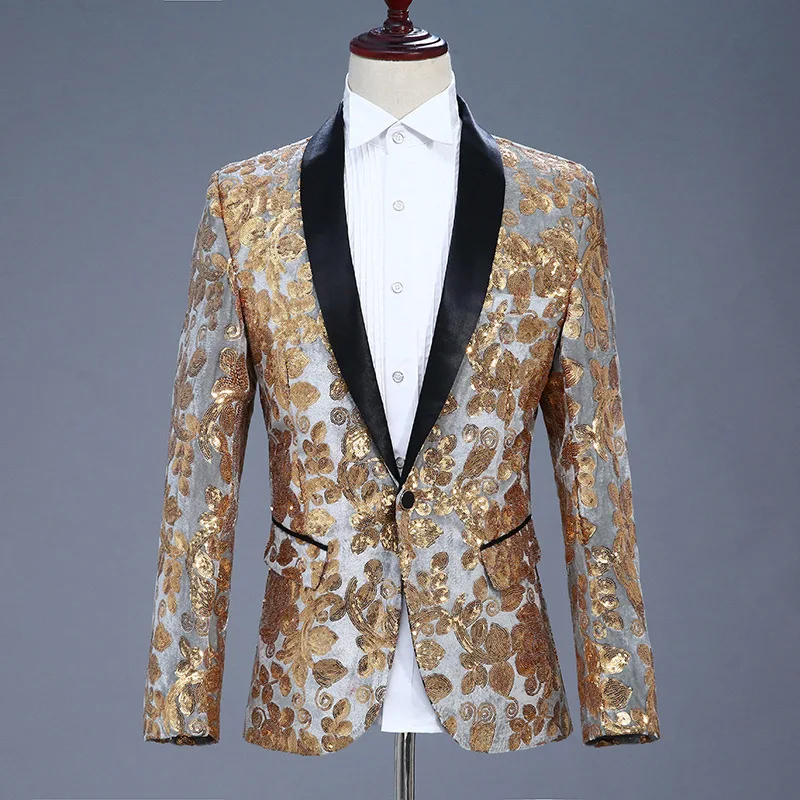 

Men's Sequined Suit Jacket 2019 Brand Shiny Sequin Embellished Blazer Prom Suits Men S Blazers