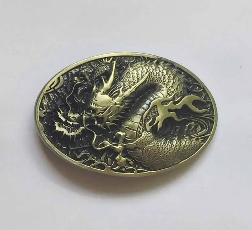 Anuqtie Brass Классический китайский дракон пряжка ремня подходящая для 4 см wideth ремень с непрерывным запасом - Цвет: Anuqtie Brass