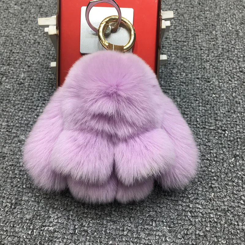 Mini Fluffy Rex Rabbit Fur Keychain Cute Bunny Key Chain Women phone Bag Charm Pom Ball Toy Doll Car Keyring | Украшения и