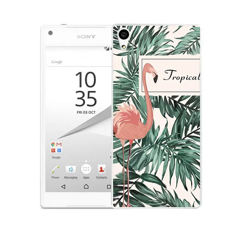 QMSWEI TPU Clear Soft Phone Case For Sony Z3 Z2 Z5 Z4 Flamingo Leaf Pineapple Flora Painted Cover C3 C4 C5 |