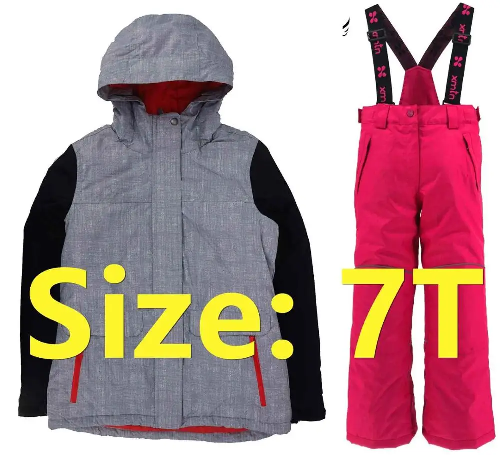 Photo Color7 Новое Full-30 толстый детский лыжный костюм комплект утолщение Водонепроницаемый мужской женский морозостойкий Верхняя одежда с защитой от ветра, костюм-двойка - Цвет: Photo Color7
