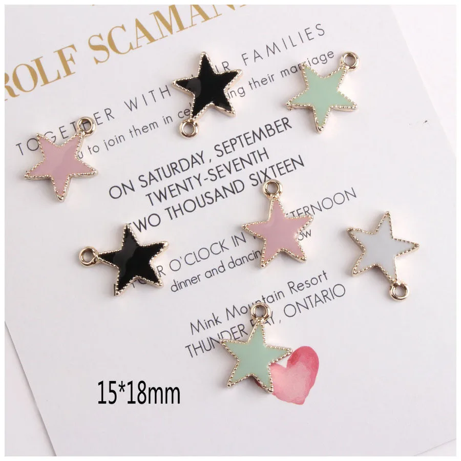 

New 10pcs Zinc Alloy 4 Colors Enamel Charms Personality Border Pentagram Star Charms For DIY Jewelry Making Finding Accessories