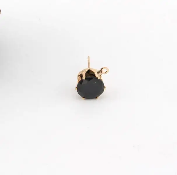 8mmgold black 10 шт., 8 мм, золотой, серебристый блестящий цвет, циркониевый кристалл, серьги-гвоздики с отверстием, серьги-капли для женщин и девушек, сделай сам, Серьги Brincos C10 - Цвет: 8mmgold black
