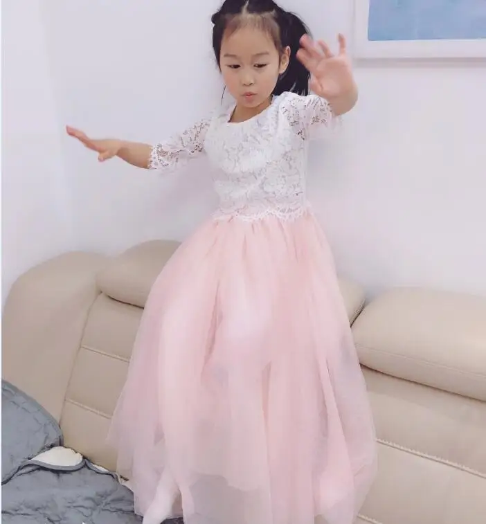 2019 новый комплект детской одежды для девочек кружева шикарные топы + длинная