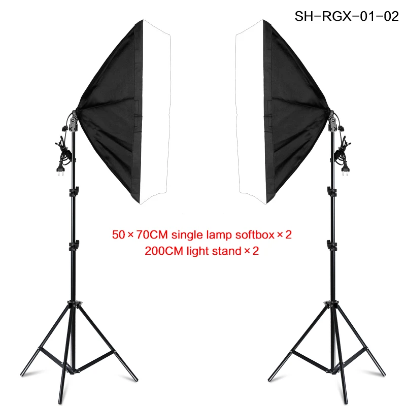 SH-RGX-01-02 Фотостудия прямоугольная фотография Мягкая коробка 8 Led 20 W комплект освещения для фотосъемки 2 световая подставка 2 Мягкая коробка сумка для переноски для камеры - Цвет: SH-RGX-01-02