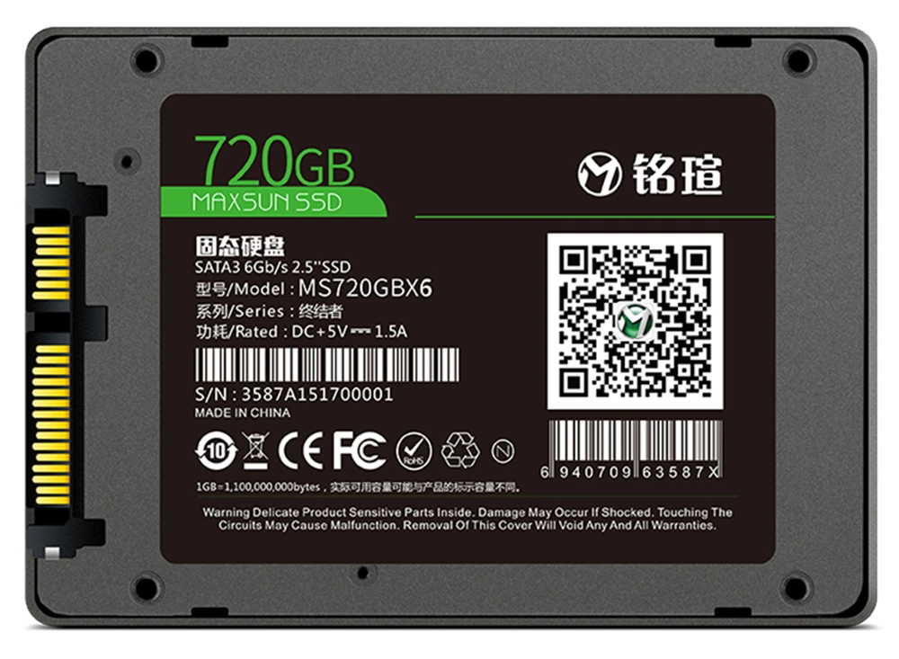 MAXSUN SSD 256 gb/360 gb/960 gb NAND флэш-память Тип TLC читать Скорость 490 МБ/с. Интерфейс Тип SATA 6 ГБ/сек. Три гарантия твердотельных дисков