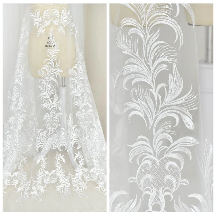 LASUI 3 метра = 1 лот белые блестки Цветочная вышивка Мягкая сетчатая кружевная ткань
