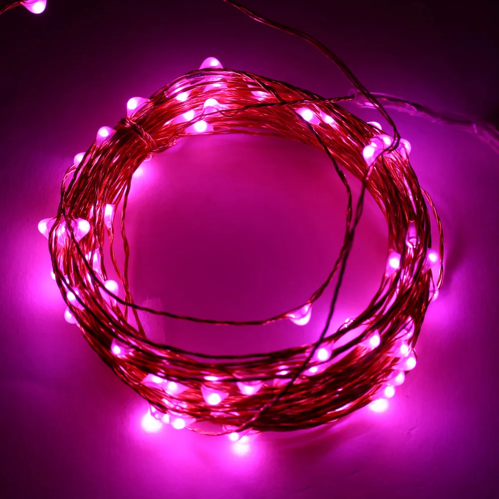 50 м 500 светодиодов 5* 33Ft 100LED наружная Соединительная серия медная проволока цвета света освещение рождественские струнные огни+ адаптер питания