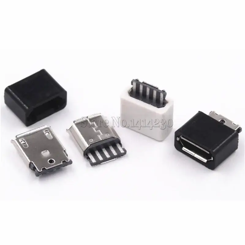 100 шт. DIY Micro USB 5P 5Pin розетка разъемы в комплекте черный и белый с оболочкой |