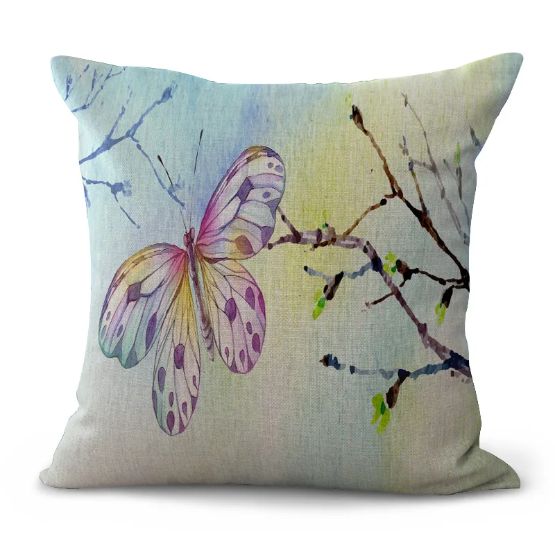 Декоративная Подушка Чехол бабочка Цвет живопись 17 5 дюймов хлопок из льна для