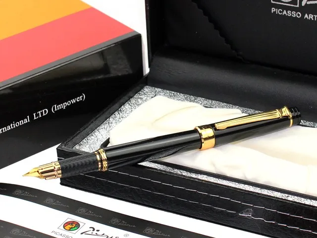 Pimio перьевая ручка Picasso PS 917 Золотая клипса Серебряная Студенческая учительница бизнес Римский стиль Подарочная коробка Упаковка
