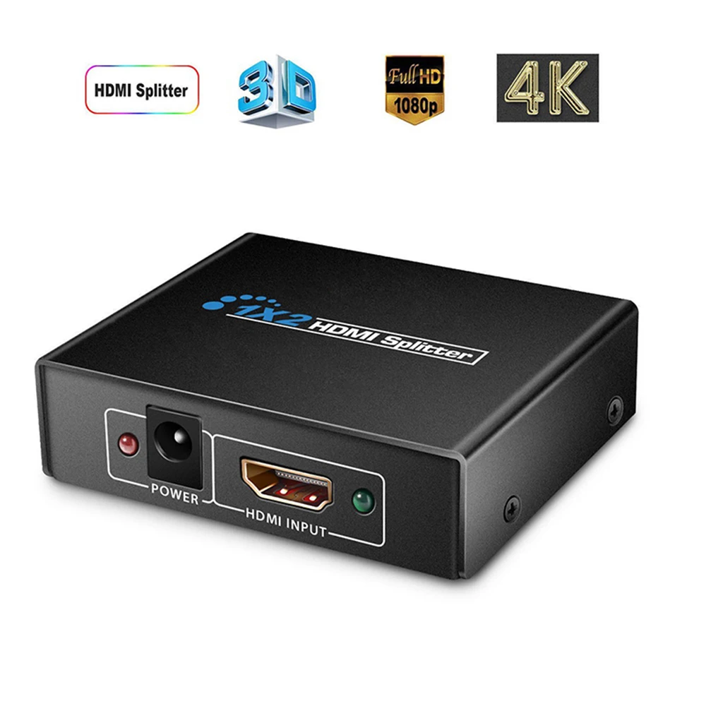 HDMI-compatible 1 in 2 out 1080p 4K 1x2 HDCP Stripper 3D Splitter Power Signal Amplifier 4K Splitter For HDTV DVD PS3 Xbox