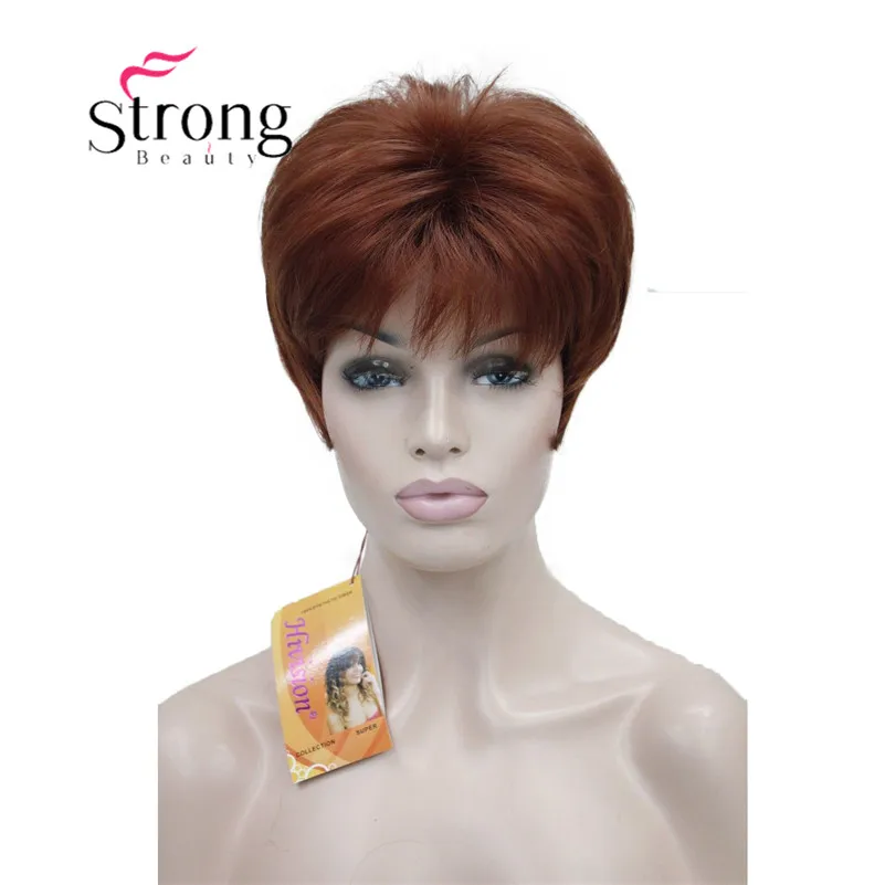 StrongBeauty очень короткий оранжевый коричневый блондин высокий термостойкий полный синтетический парик выбор цвета