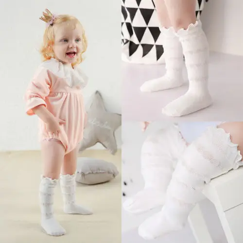 Lovey/хлопковые короткие носки до колена для маленьких девочек мягкие эластичные колготки для детей 0-12 месяцев