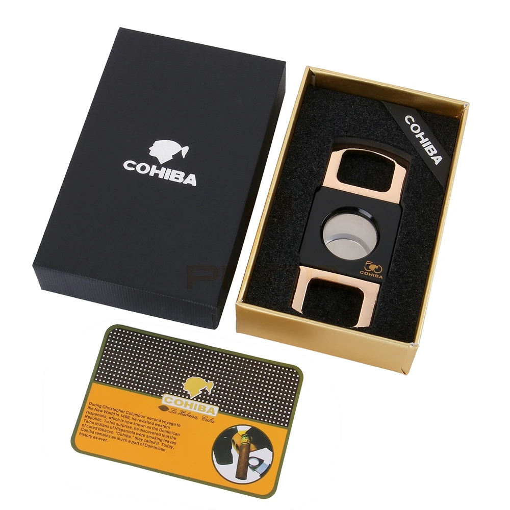 Модные COHIBA Стиль сигарные резаки двойной ножи из нержавеющей стали покрытием