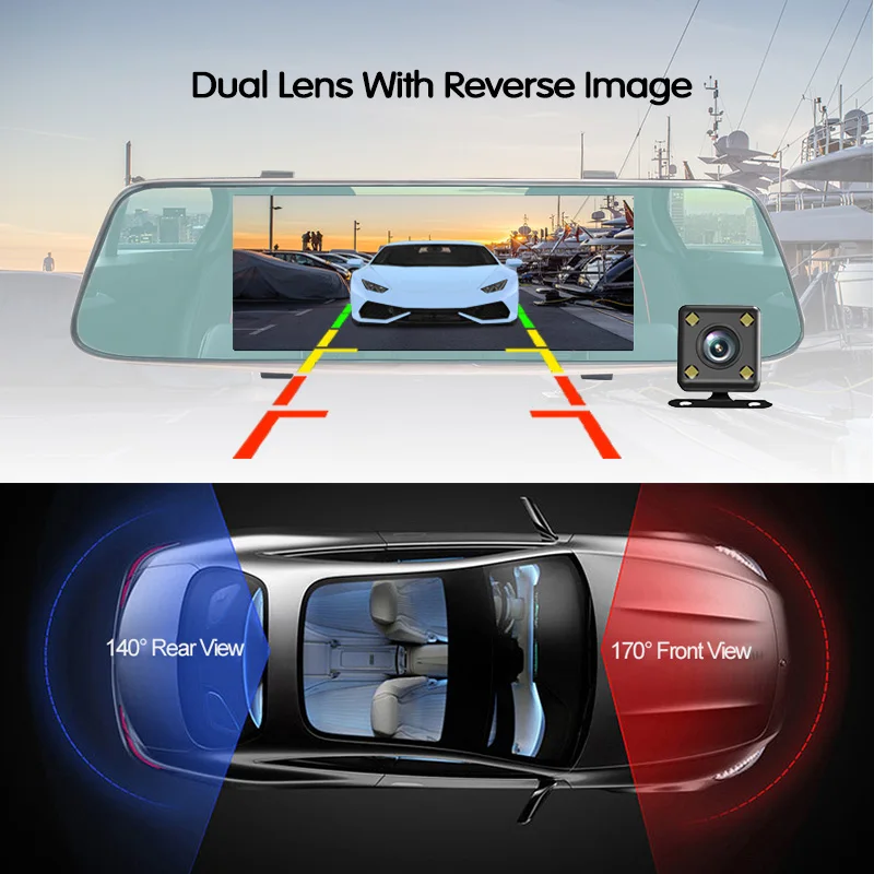 E ACE Автомобильная Dvr камера 7 0 &quotСенсорное зеркало заднего вида видеорегистратор