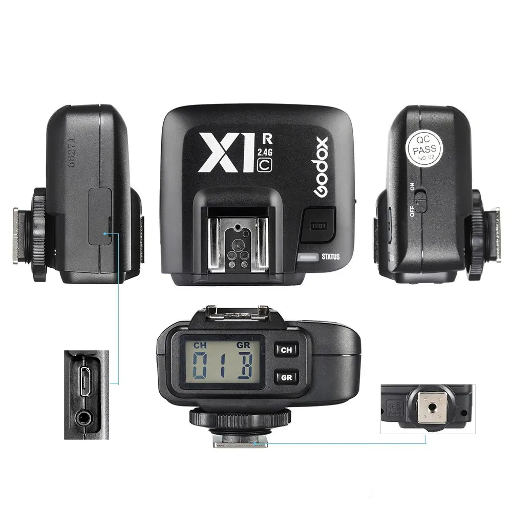 Godox X1C X1R C TTL 2 4G беспроводной приемник для камер Canon серии 1000D 600D 700D 650D 100D 550D 500D 450D 400D