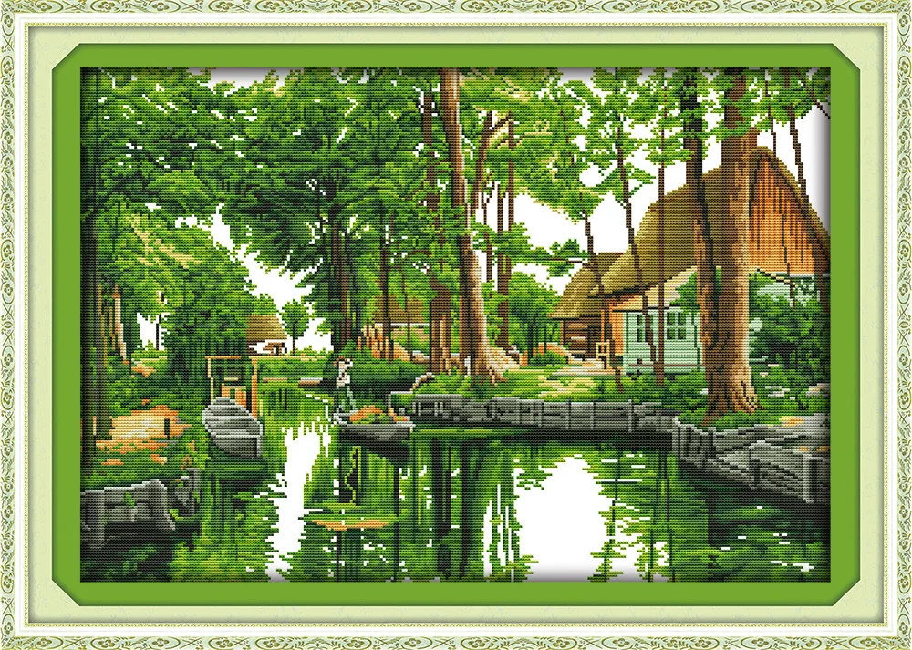 Зеленый Южноазиатский холст с влюбленными ощущениями DMC наборы для вышивки