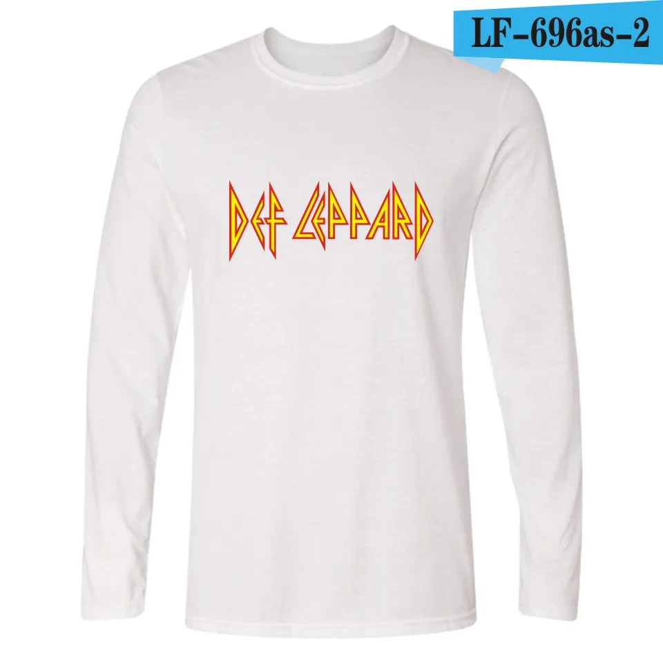 Новинка xxs 4xl Def Leppard рок группа футболка с длинными рукавами для мужчин Slim Fit футболки и хип хоп Футболка мужская брендовая в футболках - Цвет: white