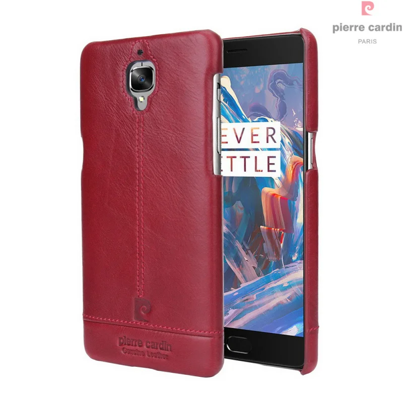 red Чехол Pierre Cardin для OnePlus 3T 3T Three Роскошный чехол для телефона из натуральной кожи жесткая тонкая задняя крышка для One Plus 3t 3 - Цвет: red
