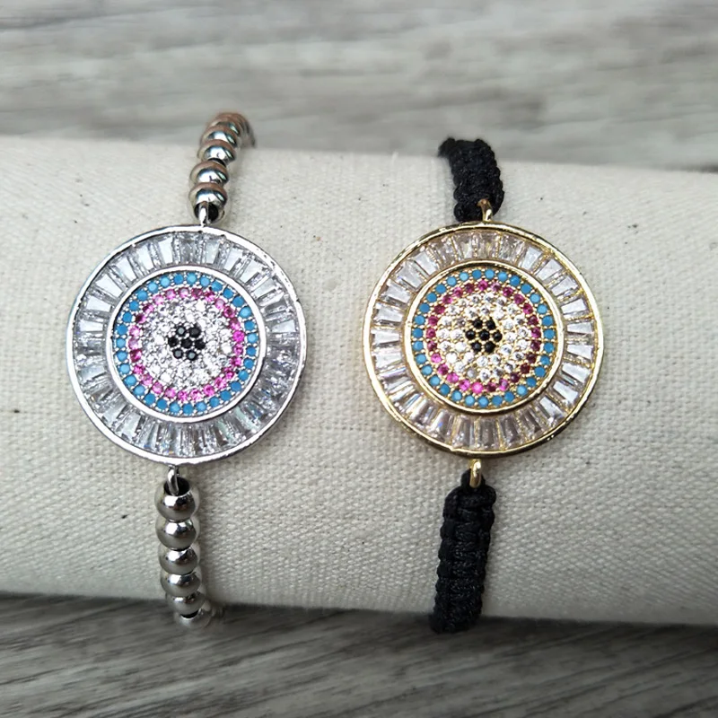 

10 Pcs Micro Pave CZ zircon Connector Charm & Round Beads Bracelet Braided Macrame handcraft Jewelry Xmas Gift BG138