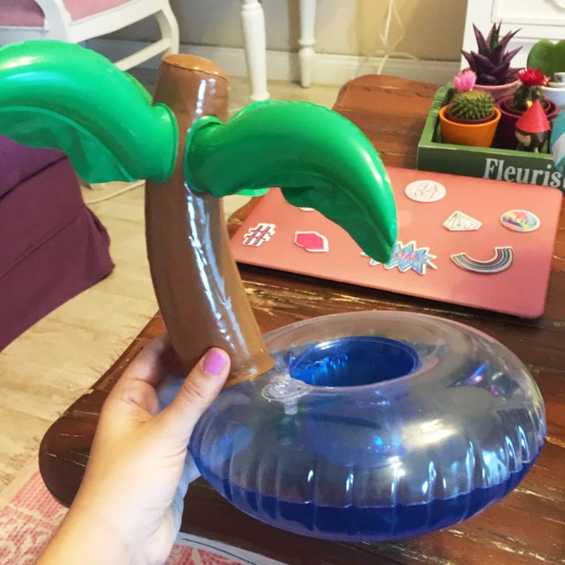 10 шт. хит продаж кокосовая Пальма Надувные держатели для напитков плавающая