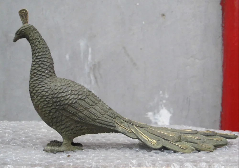 

Bi002076 10,5 "китайские, из чистой бронзы павлин пава птица Джуна статуя