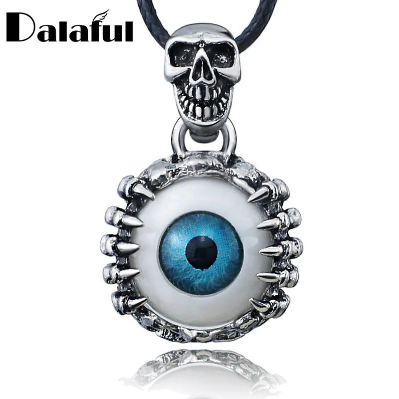 Мужская цепочка в стиле панк с черепами и глазами кожаное ожерелье из титановой