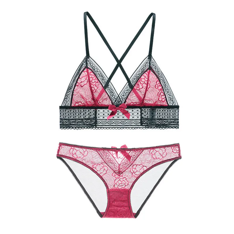 Ningsige Sexy ultra-thin transparent bra sets lace wire free underwear for women | Женская одежда