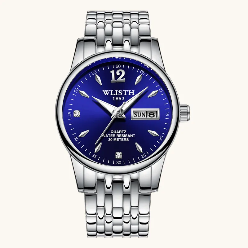 Men Blue Модные парные часы для мужчин и женщин, часы от ведущего бренда, Роскошные Кварцевые часы, женские часы, часы для влюбленных, наручные часы, reloj hombre mujer - Цвет: Men Blue