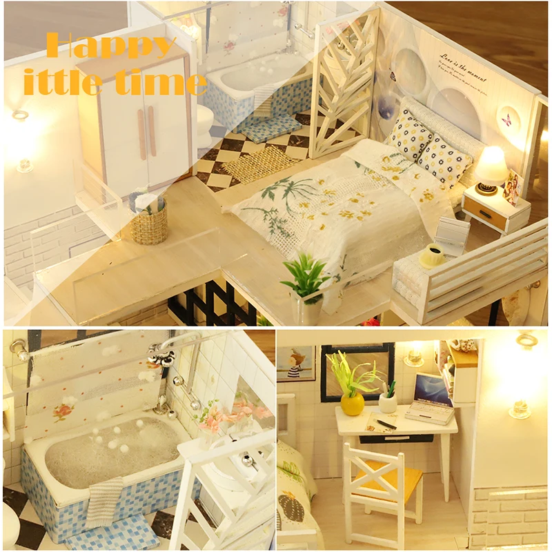 CUTEBEE DIY деревянный кукольный домик кукольных домиков Миниатюрный Кукольный дом