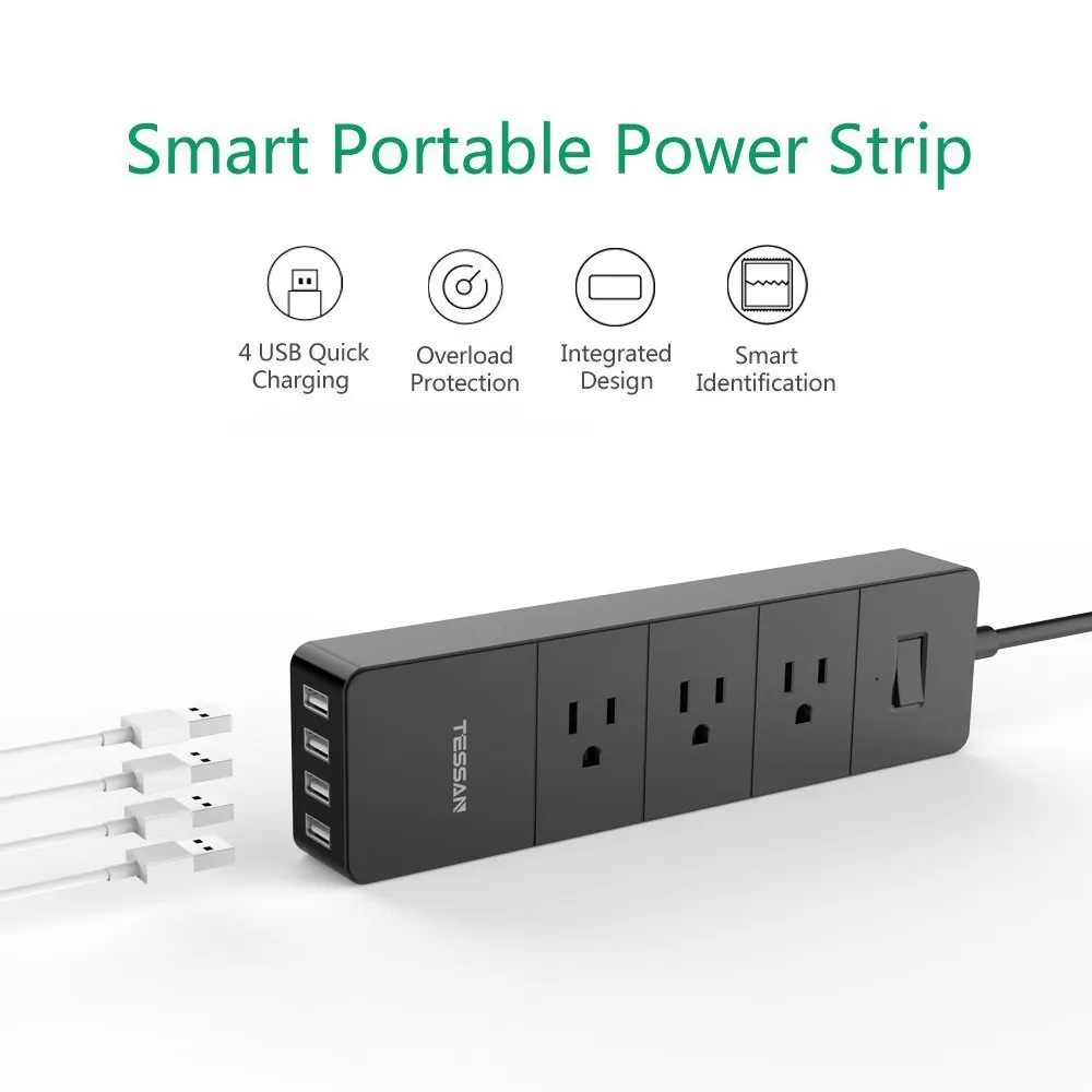 TESSAN США в ЕС/Великобритания/HK/Италия/GM/AU/FR дорожный блок питания с 4 USB 3 AC Розетка+ 5 Европа и Азия путешествия штепсельный адаптер домашний комплект