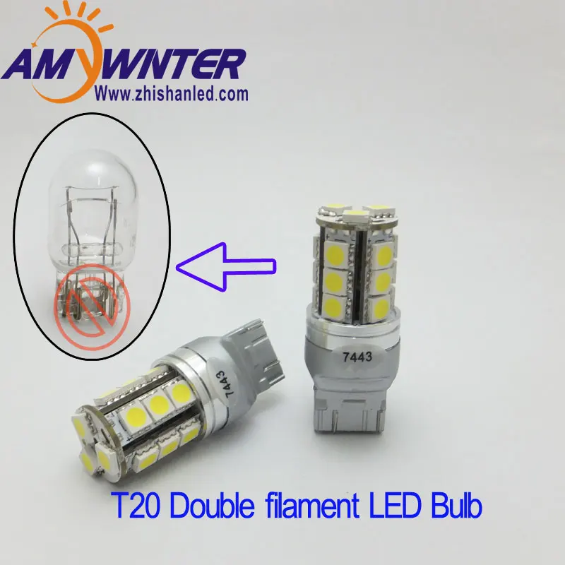 Amywnter T20 W21/5w 12v W16w 7443 Led Dual светильник функция Wy21w желтый белый авто лампы стоп