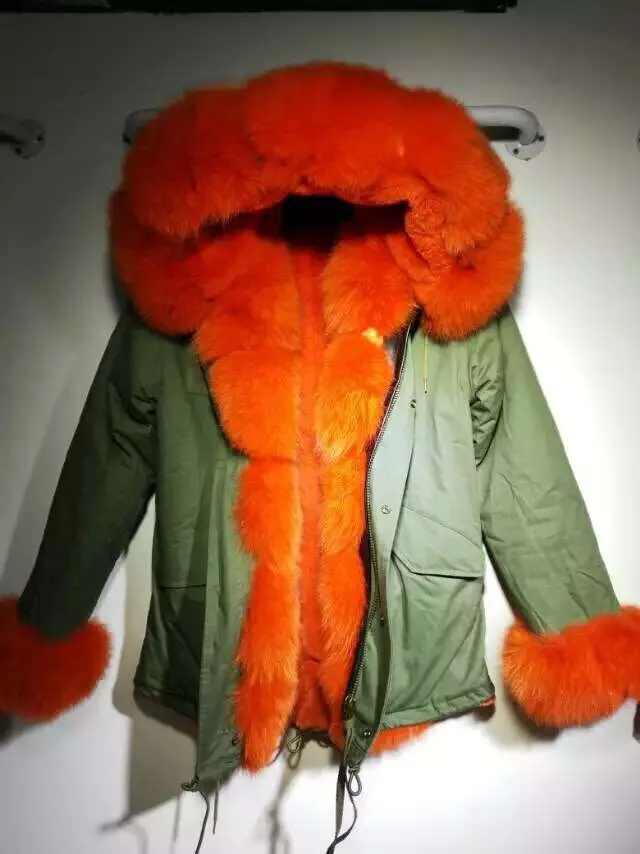 Customized winter thick warm fur removable hood collar &ampsleeve jacket fox rabbit faux parka mr mrs furs coats | Женская одежда