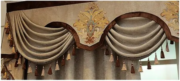 1pc valance Шенилловая жаккардовая занавеска s ткань для спальни гостиной затемнение водорастворимый бархат вышитые занавески балдахин окно экран - Цвет: 1pc valance