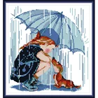 Наголовник для девочек и собак под дождем, 11CT14CT, комплекты для рукоделия вышивки, набор штампованных крестиков для домашнего декора